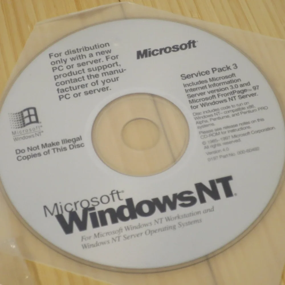 Microsoft Windows NT Workstation 4.0‎ SP4 CD-ROM, 3.5 Floppies, Manual & COA 03